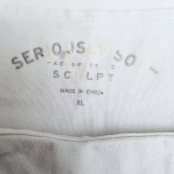 Aeropostale Seriously Soft Sculpt Square Neck T-Shirt XL White Clean Girl - Picture 4 of 7